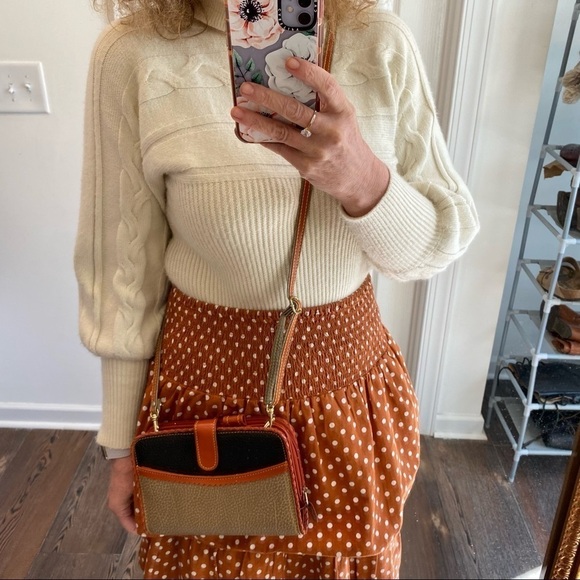 Tri Tone Crossbody Wallet Organizer Six Ring Note paper Brown Black Taupe - Picture 4 of 13